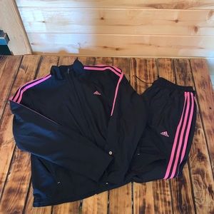 Adidas pink black track suit Medium